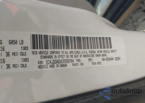 2012 Dodge Ram Van C/V from USA, damaged, VIN 2C4JDGAGXCR359704